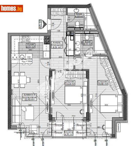 Тристаен, 109m² - Жк. Гоце Делчев, София - Апартамент за продажба - МИРЕЛА - 82432299