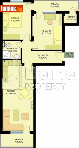 Тристаен, 98m² - Жк. Победа, Варна - Апартамент за продажба - Дана Пропърти - 93570221