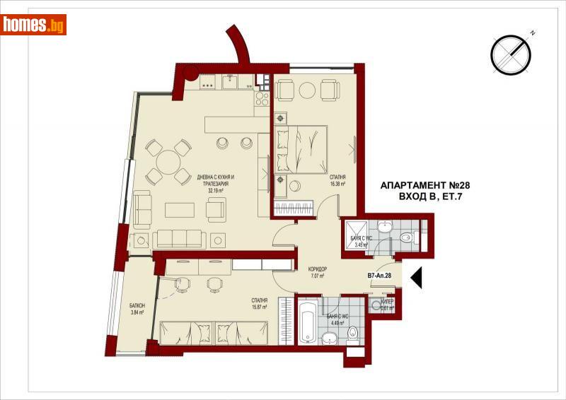 Тристаен, 120m² -  Център, София - Апартамент за продажба - Golden Key  - 107224220