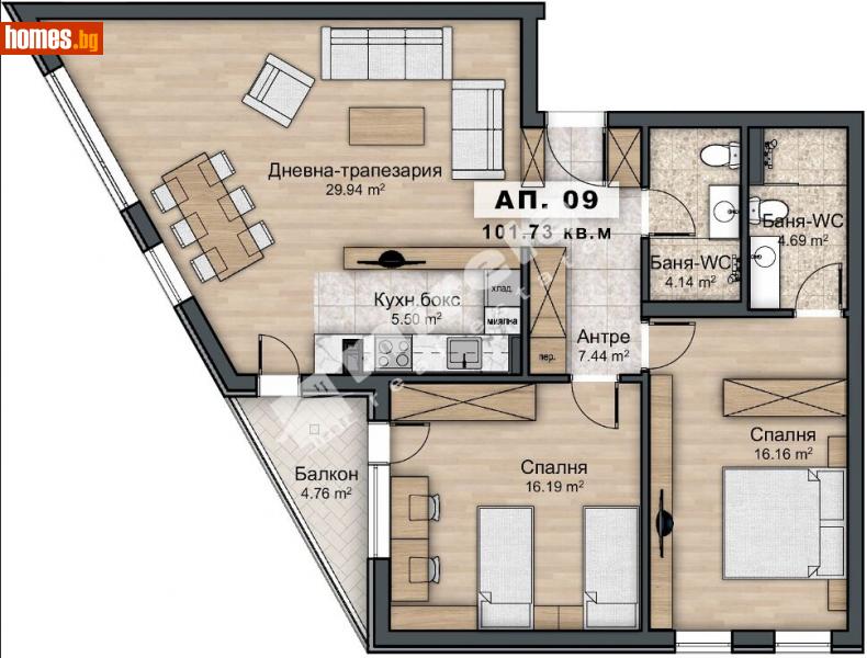 Тристаен, 115m² - Жк. Овча Купел 2, София - Апартамент за продажба - МИРЕЛА - 107894872