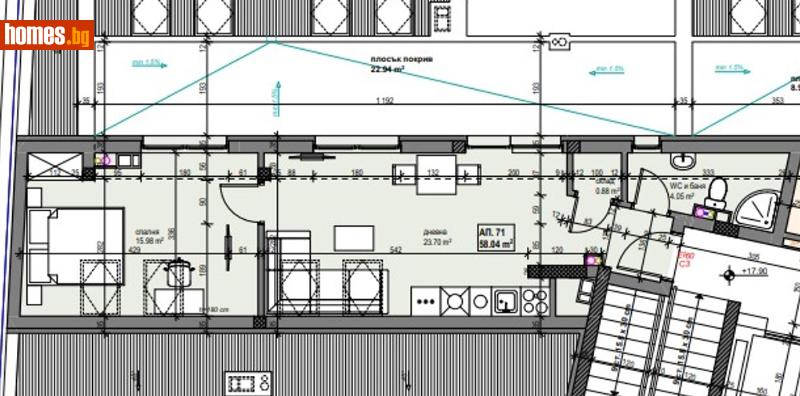 Двустаен, 66m² - снимка 3