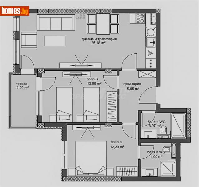 Тристаен, 98m² - Жк. Христо Смирненски, Пловдив - Апартамент за продажба - Превилекс имоти ЕООД - 109567979