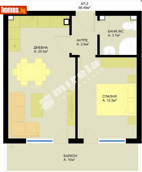 Двустаен, 69m² - Жк. Победа, Варна - Апартамент за продажба - МИРЕЛА - 109584242