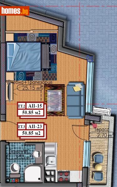 Едностаен, 51m² - Жк. Дружба 1, София - Апартамент за продажба - СИБИЕМ КОНСУЛТ ООД - 110225441