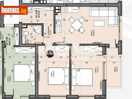 Тристаен, 87m² - Апартамент за продажба - 110300370