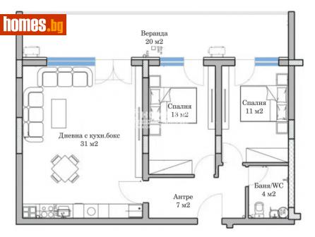 Тристаен, 107m² - Апартамент за продажба - 110424712
