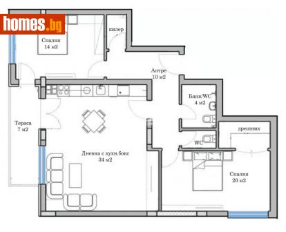 Тристаен, 119m² - Апартамент за продажба - 110454237