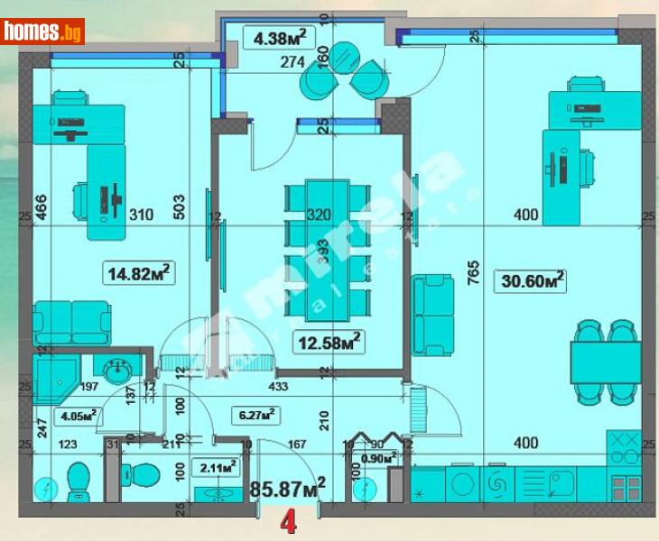 Тристаен, 104m² - Жк. Чайка, Варна - Апартамент за продажба - МИРЕЛА - 110911528