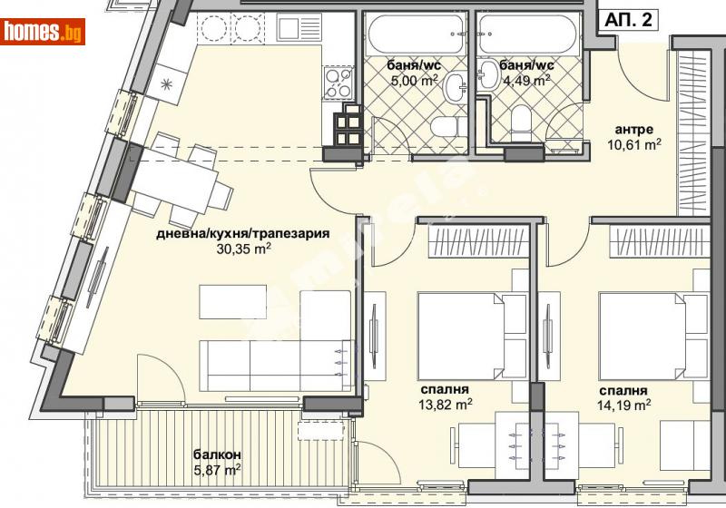 Тристаен, 118m² - Жк. Люлин 6, София - Апартамент за продажба - МИРЕЛА - 111281381