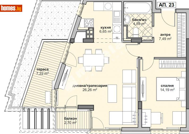 Двустаен, 97m² - Жк. Люлин 6, София - Апартамент за продажба - МИРЕЛА - 111281383