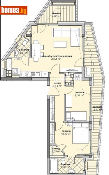 Тристаен, 116m² - Жк. Люлин 6, София - Апартамент за продажба - МИРЕЛА - 111281394