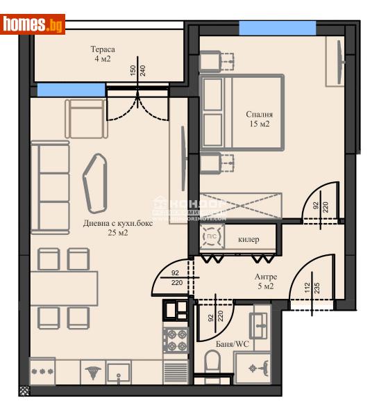 Двустаен, 76m² - Жк. Христо Ботев, Пловдив - Апартамент за продажба - КОНДОР НЕДВИЖИМИ ИМОТИ - 111853386