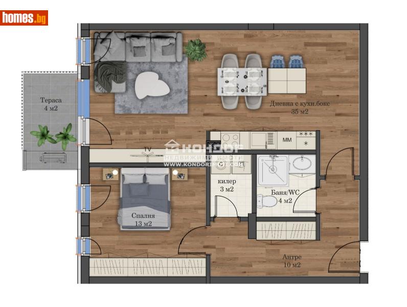 Двустаен, 95m² - Жк. Христо Ботев, Пловдив - Апартамент за продажба - КОНДОР НЕДВИЖИМИ ИМОТИ - 111994732