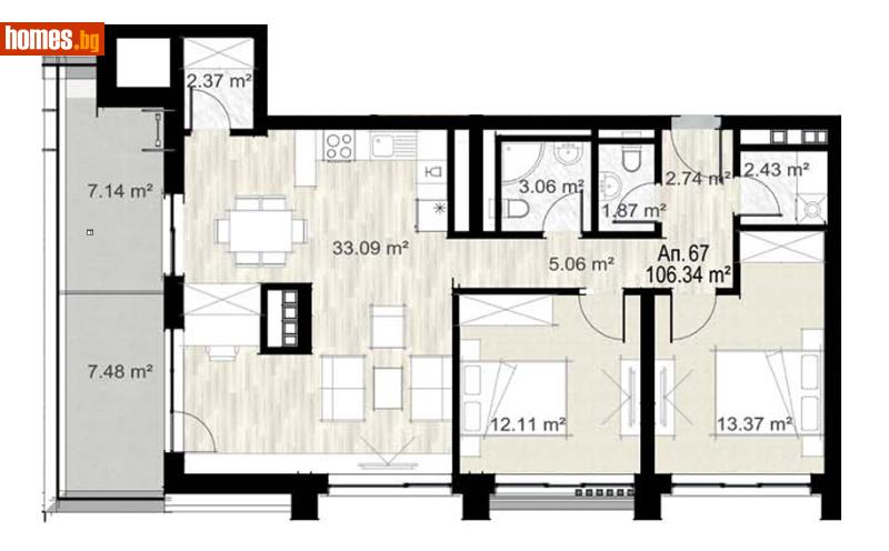 Тристаен, 128m² - Жк. Сердика, София - Апартамент за продажба - Титан Пропъртис - 112044959