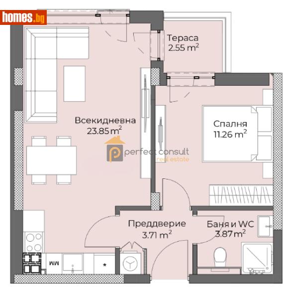 Двустаен, 66m² - Жк. Христо Смирненски, Пловдив - Апартамент за продажба - Перфект Консулт - 112141890