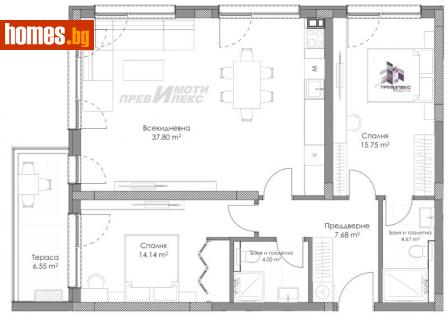 Тристаен, 123m² - Апартамент за продажба - 112399949
