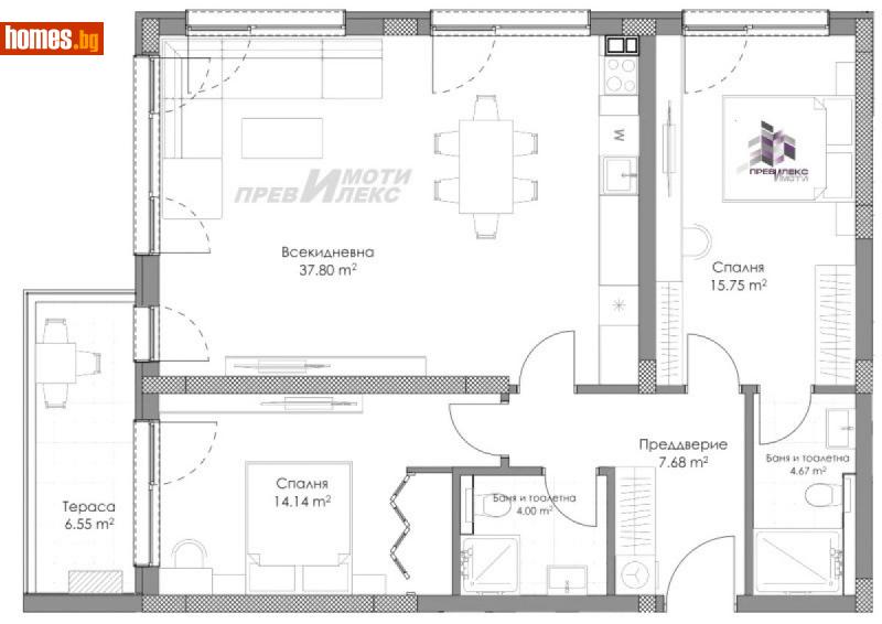 Тристаен, 123m² - Кв. Остромила, Пловдив - Апартамент за продажба - Превилекс имоти ЕООД - 112399949