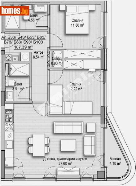 Тристаен, 107m² - Кв. Витоша, София - Апартамент за продажба - МИРЕЛА - 112817084