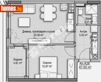 Двустаен, 68m² - Апартамент за продажба - 112817135