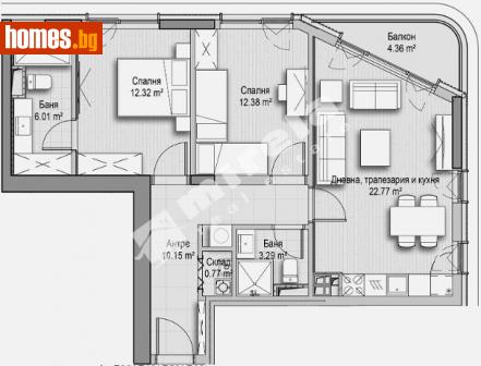 Тристаен, 108m² - Апартамент за продажба - 112817186
