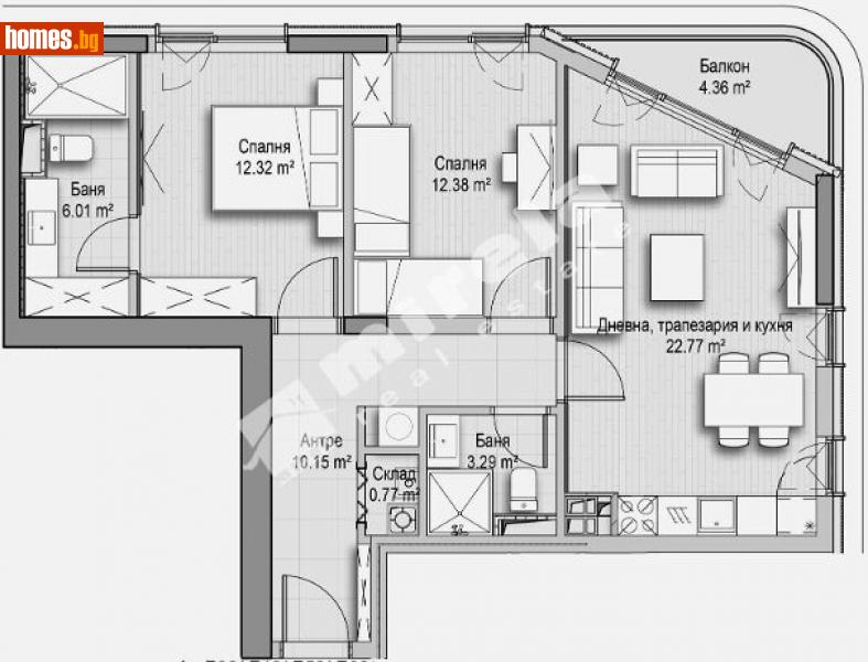 Тристаен, 108m² - Кв. Витоша, София - Апартамент за продажба - МИРЕЛА - 112817210