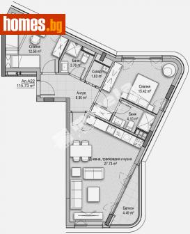 Тристаен, 116m² - Апартамент за продажба - 112817225