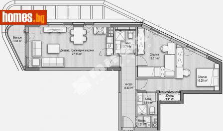 Тристаен, 117m² - Апартамент за продажба - 112817229