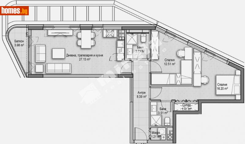 Тристаен, 117m² - Кв. Витоша, София - Апартамент за продажба - МИРЕЛА - 112817229