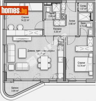 Тристаен, 113m² - Апартамент за продажба - 112817236
