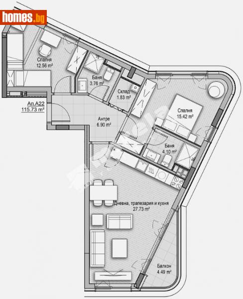 Тристаен, 116m² - Кв. Витоша, София - Апартамент за продажба - МИРЕЛА - 112817247