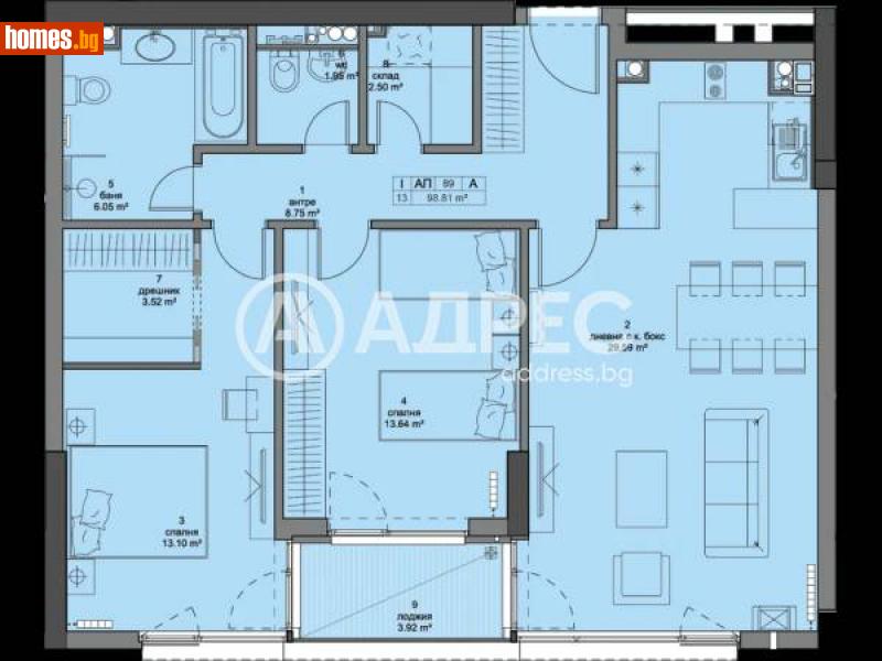 Тристаен, 118m² - Кв. Кръстова Вада, София - Апартамент за продажба - АДРЕС НЕДВИЖИМИ ИМОТИ - 113091808