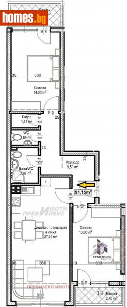 Тристаен, 107m² - Жк. Христо Смирненски, Пловдив - Апартамент за продажба - Превилекс имоти ЕООД - 113130226