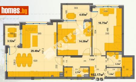 Тристаен, 102m² - Апартамент за продажба - 113289315