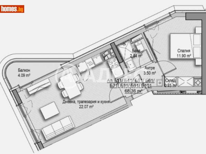 Двустаен, 68m² - Кв. Витоша, София - Апартамент за продажба - АДРЕС НЕДВИЖИМИ ИМОТИ - 113388871