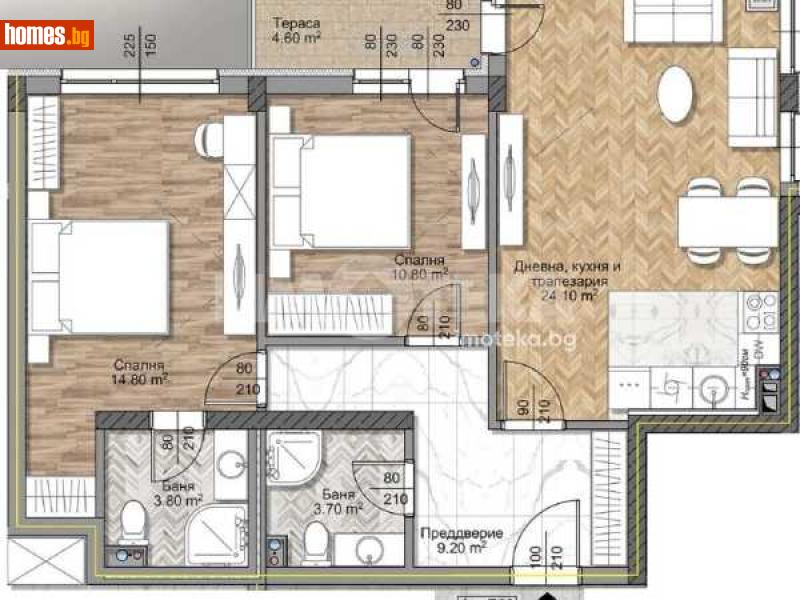 Тристаен, 103m² - Жк. Овча Купел, София - Апартамент за продажба - ИМОТЕКА АД - 113644406