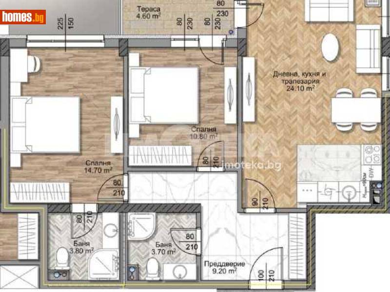 Тристаен, 101m² - Жк. Овча Купел, София - Апартамент за продажба - ИМОТЕКА АД - 113644408