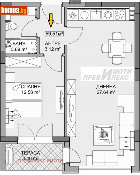 Двустаен, 71m² - Кв. Кършияка, Пловдив - Апартамент за продажба - Превилекс имоти ЕООД - 113674401