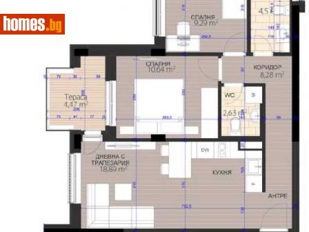 Тристаен, 83m² - Апартамент за продажба - 114221024