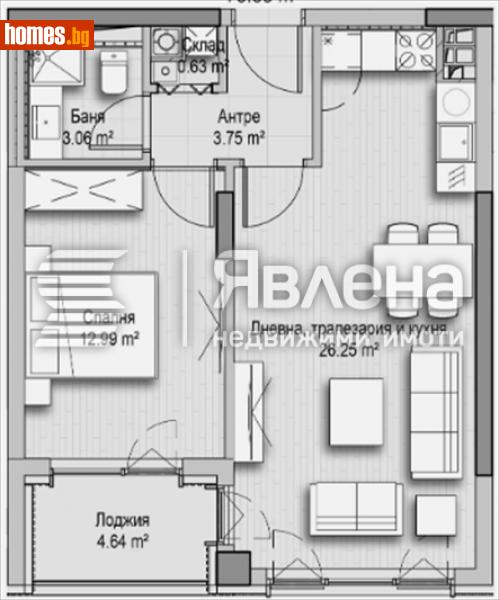 Двустаен, 74m² - Кв. Витоша, София - Апартамент за продажба - ЯВЛЕНА - 114438596