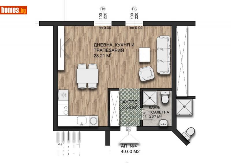 Едностаен, 44m² - С.Малки Чифлик, Велико Търново - Апартамент за продажба - PROPER HOMES - 115331183