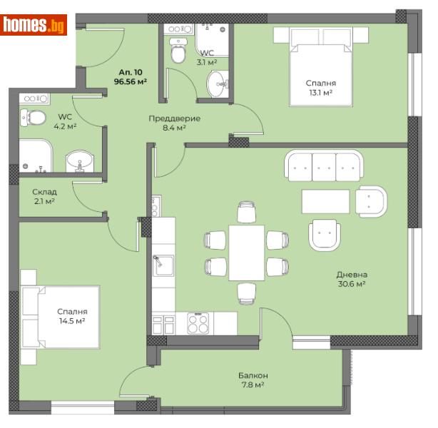 Тристаен, 107m² - Кв. Беломорски, Пловдив - Апартамент за продажба - Deluxe Homes - 115978623