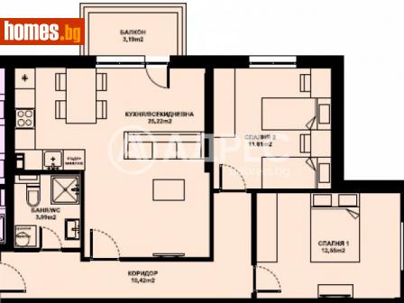 Тристаен, 84m² - Апартамент за продажба - 116290569