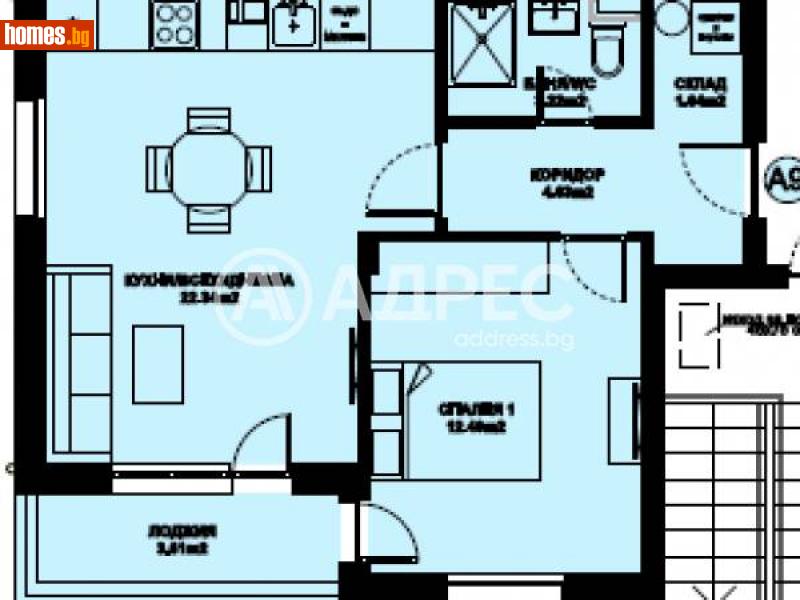 Двустаен, 59m² -  Изгрев, Благоевград - Апартамент за продажба - АДРЕС НЕДВИЖИМИ ИМОТИ - 116306954