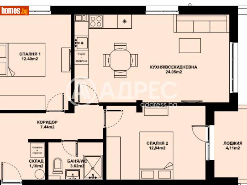 Тристаен, 80m² -  Изгрев, Благоевград - Апартамент за продажба - АДРЕС НЕДВИЖИМИ ИМОТИ - 116307000