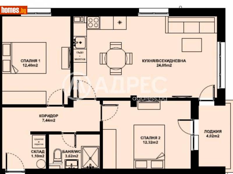 Тристаен, 80m² -  Изгрев, Благоевград - Апартамент за продажба - АДРЕС НЕДВИЖИМИ ИМОТИ - 116307004