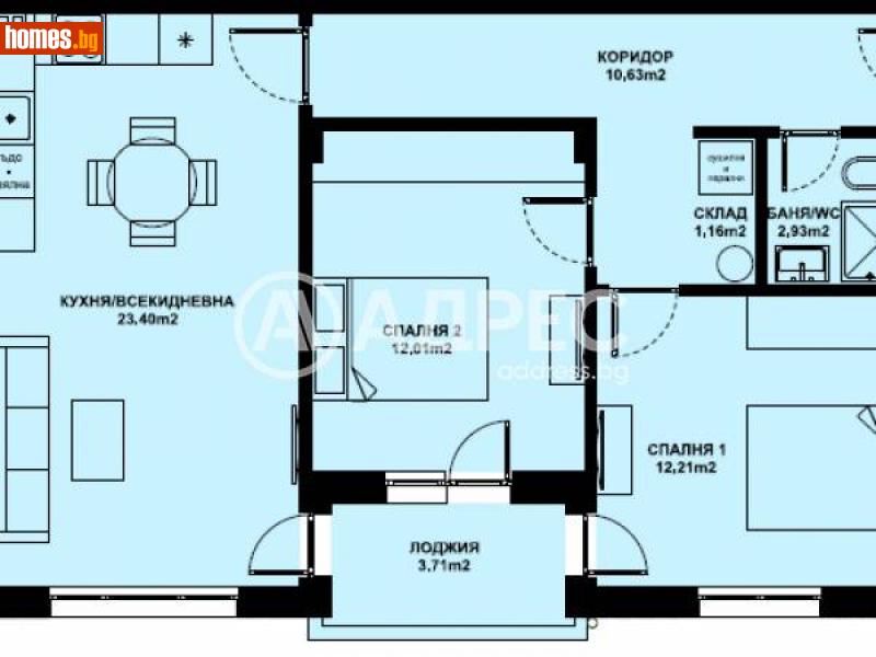 Тристаен, 81m² -  Изгрев, Благоевград - Апартамент за продажба - АДРЕС НЕДВИЖИМИ ИМОТИ - 116307006
