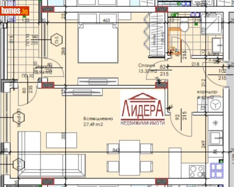 Двустаен, 72m² - Жк. Тракия, Пловдив - Апартамент за продажба - ЛИДЕР А - 116350158