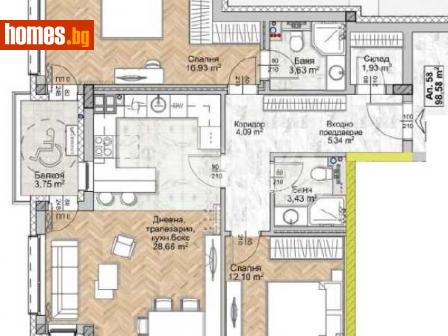 Тристаен, 115m² - Апартамент за продажба - 116444057