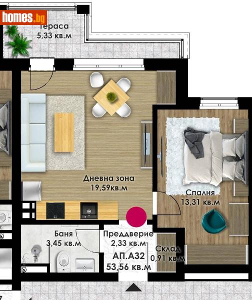 Двустаен, 61m² - Кв. Остромила, Пловдив - Апартамент за продажба - Deluxe Homes - 116506155
