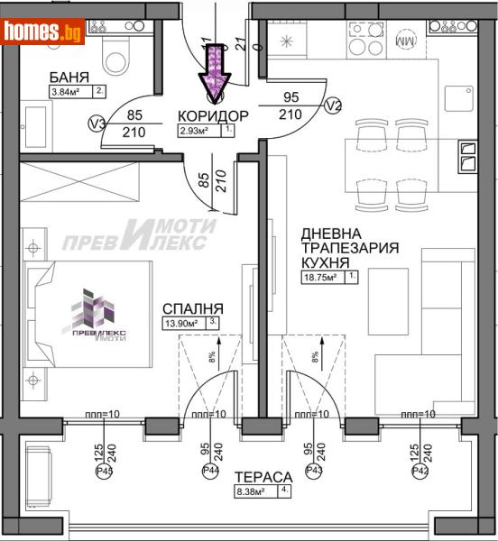Двустаен, 67m² - Кв. Остромила, Пловдив - Апартамент за продажба - Превилекс имоти ЕООД - 116529549